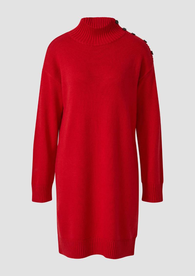 s.Oliver - Halblanges Strickkleid mit Troyerkragen und Knopfdetails auf der Schulter, Damen, rot von s.Oliver