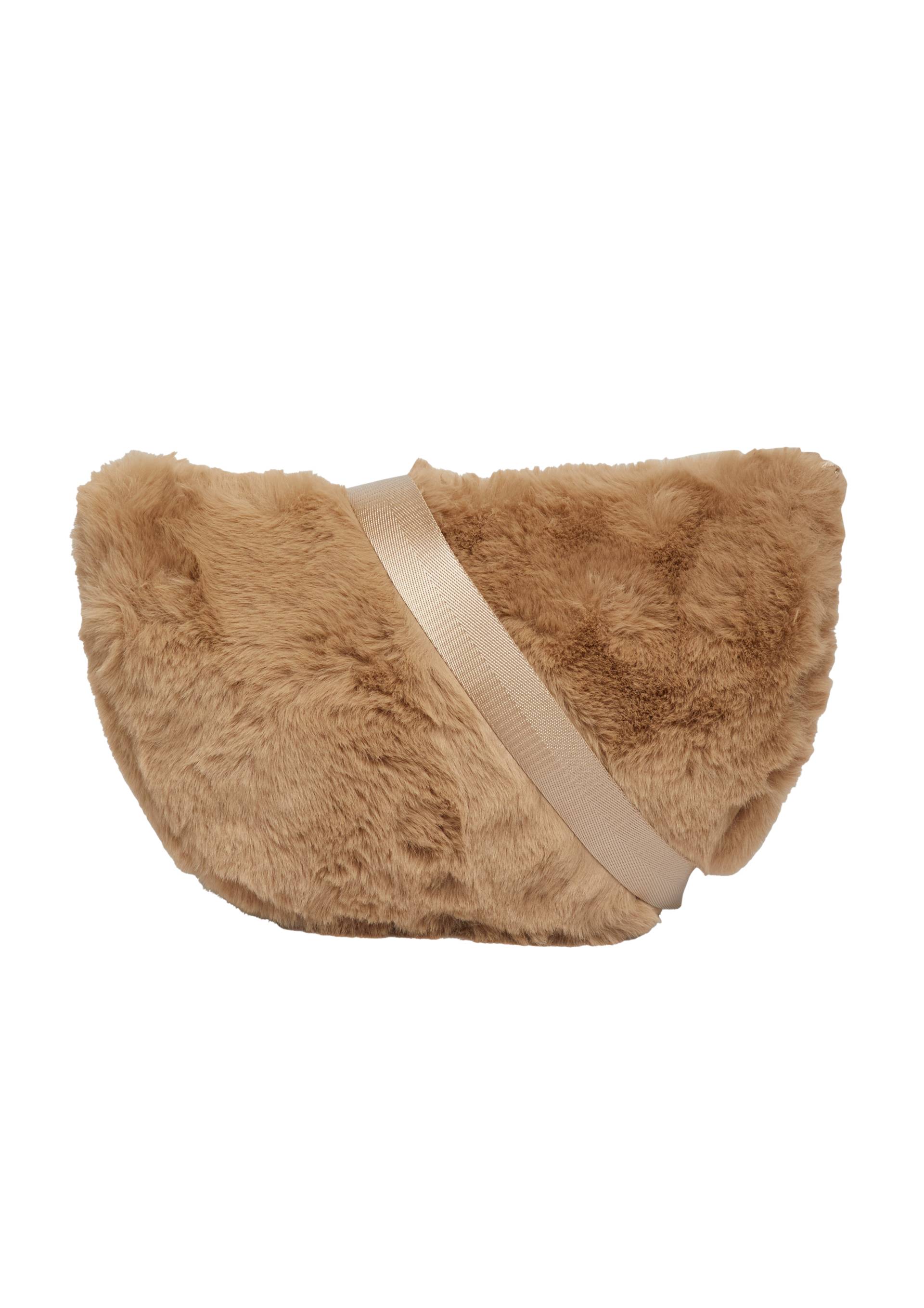 s.Oliver - Half-Moon-Bag aus Fake Fur mit längenverstellbarem Schultergurt, Damen, braun von s.Oliver
