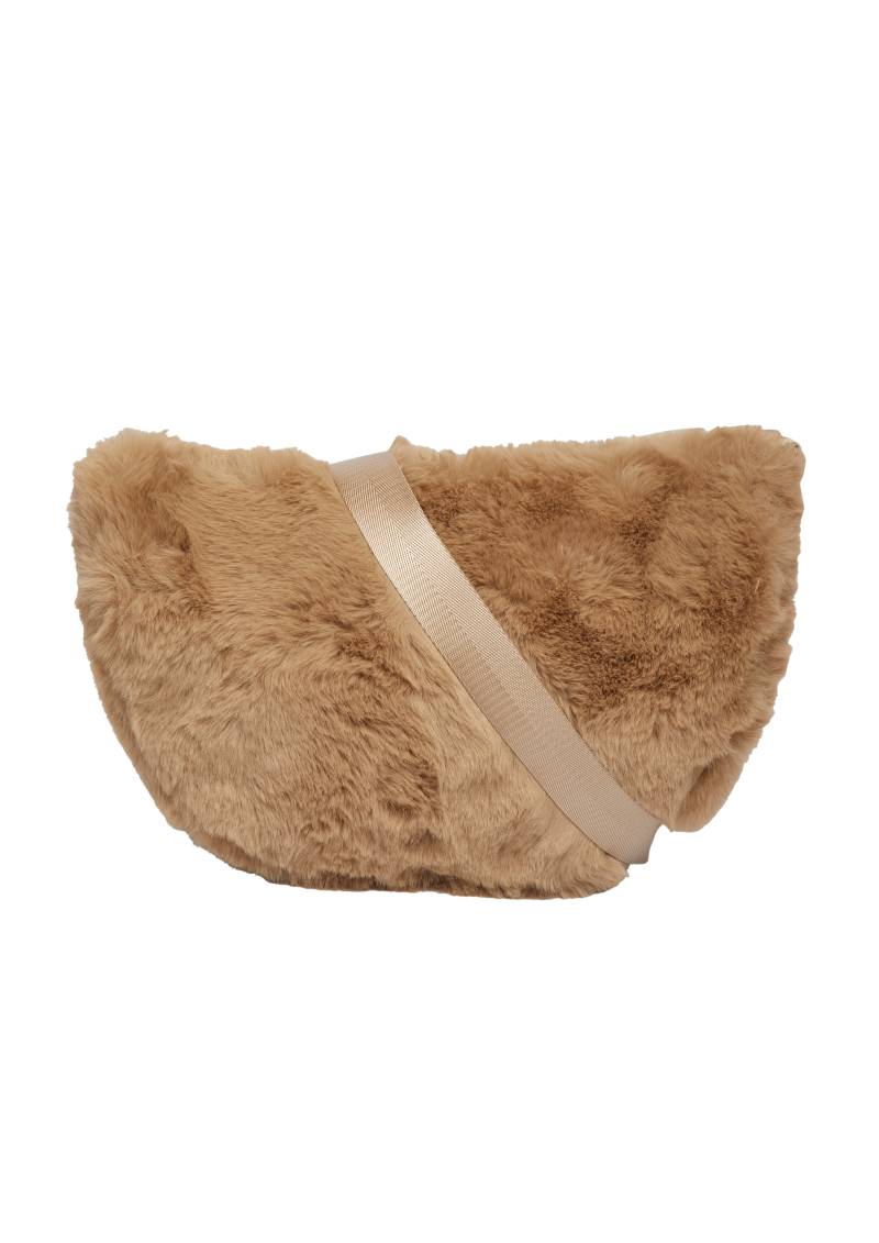 s.Oliver - Half-Moon-Bag aus Fake Fur mit längenverstellbarem Schultergurt, Damen, braun von s.Oliver