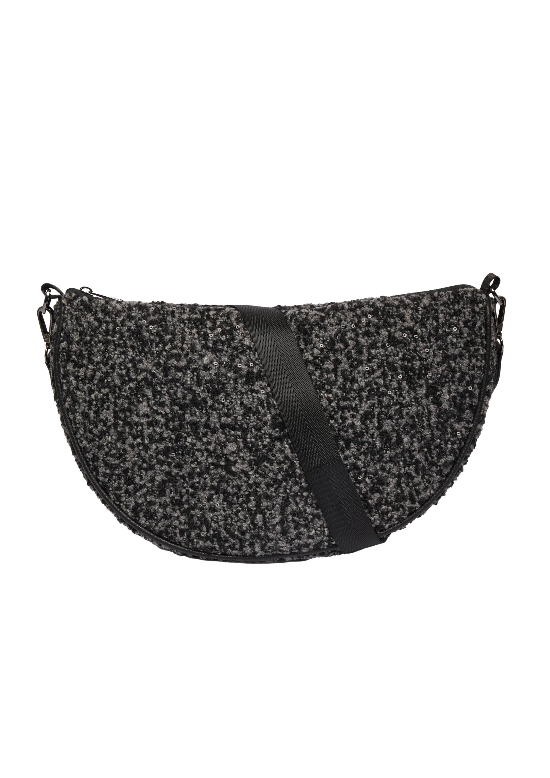 s.Oliver - Half-Moon-Bag aus Fake Fur mit längenverstellbarem Schultergurt, Damen, grau von s.Oliver