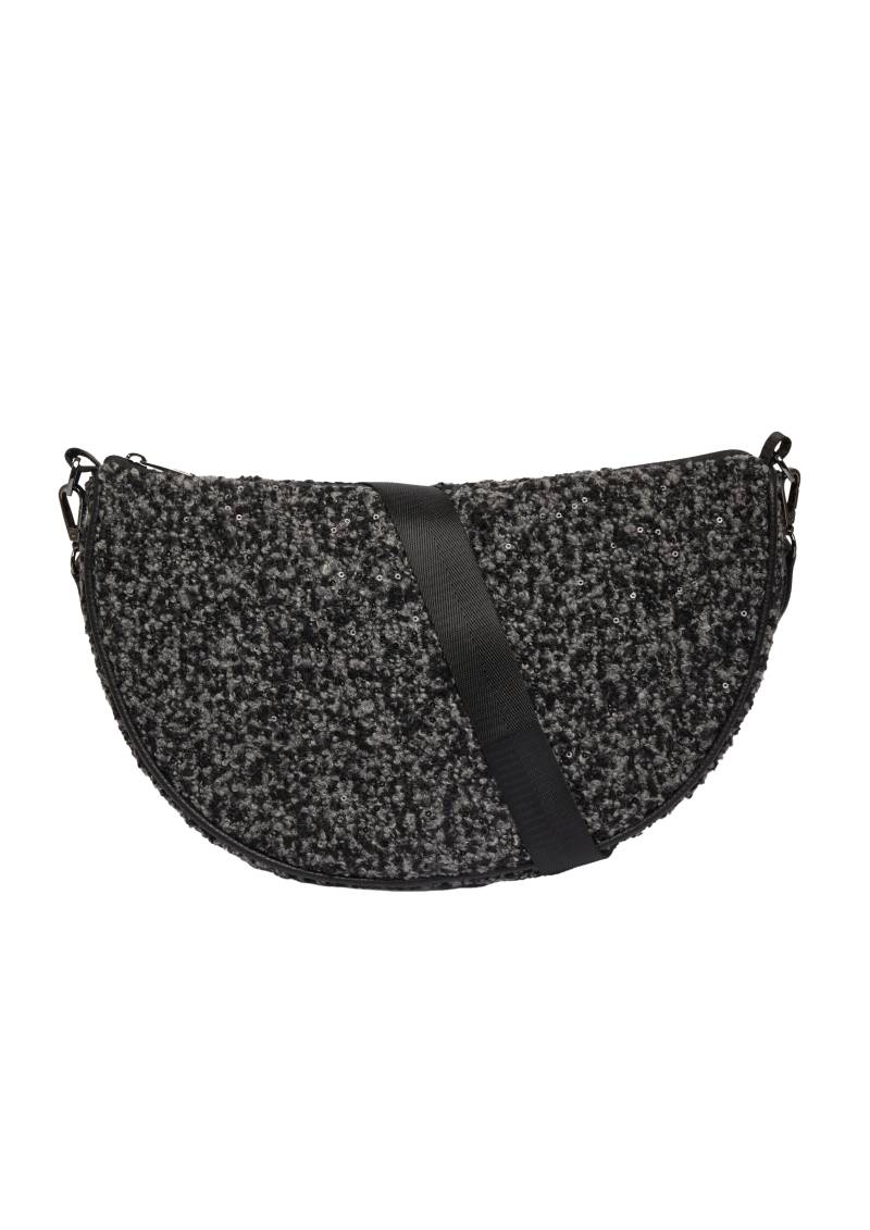 s.Oliver - Half-Moon-Bag aus Fake Fur mit längenverstellbarem Schultergurt, Damen, grau von s.Oliver