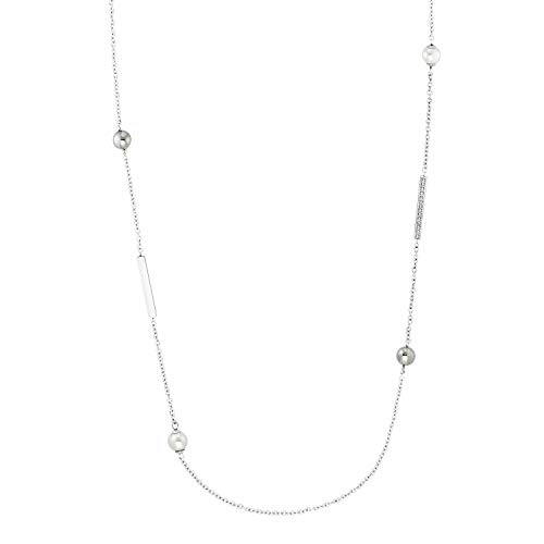 s.Oliver Halskette Edelstahl Damen Halsschmuck, mit Zirkonia synth., mit Glasperle, 72+5 cm, Silber, Kommt in Schmuck Geschenk Box, 2031463 von s.Oliver
