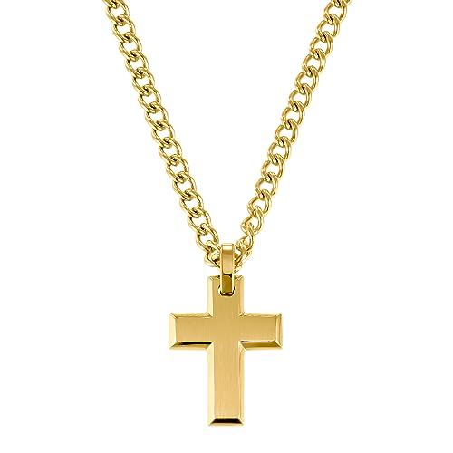 s.Oliver Halskette Edelstahl Herren Halsschmuck, 50 cm, Gold, Kreuz, Kommt in Schmuck Geschenk Box, 2036868 von s.Oliver