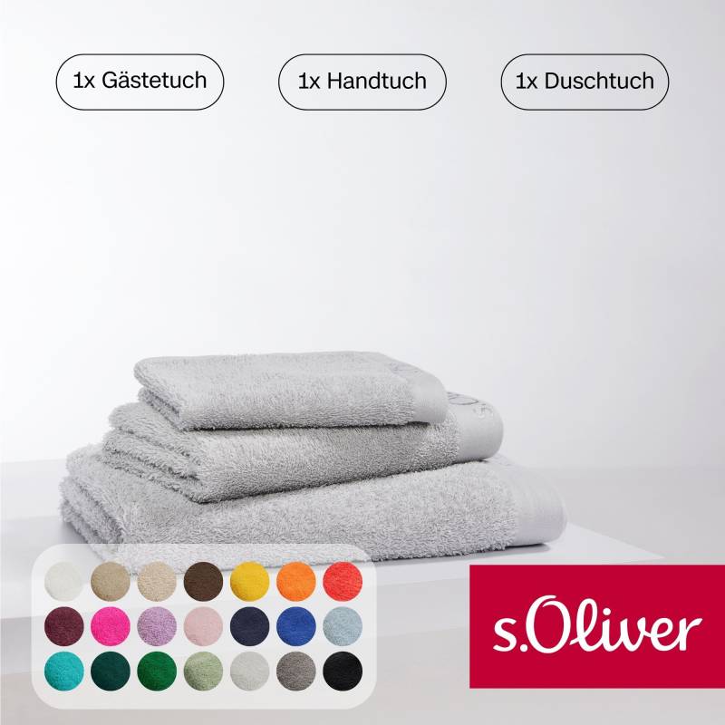 s.Oliver Handtuch Set "s.Oliver, Premium Qualität, 600 gr/m²," Set 3 Stk. Walkfrottier 1 Gästetuch 30x50 cm, 1 Handtuch 50x100 cm, 1 Duschtuch 70x140 cm von s.Oliver
