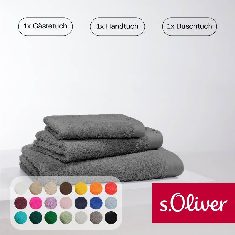 s.Oliver Handtuch Set "s.Oliver, Premium Qualität, 600 gr/m²," Set 3 Stk. Walkfrottier 1 Gästetuch 30x50 cm, 1 Handtuch 50x100 cm, 1 Duschtuch 70x140 cm von s.Oliver