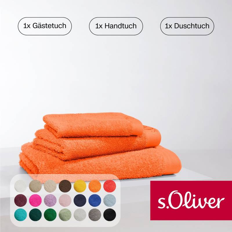s.Oliver Handtuch Set "s.Oliver, Premium Qualität, 600 gr/m²," Set 3 Stk. Walkfrottier 1 Gästetuch 30x50 cm, 1 Handtuch 50x100 cm, 1 Duschtuch 70x140 cm von s.Oliver