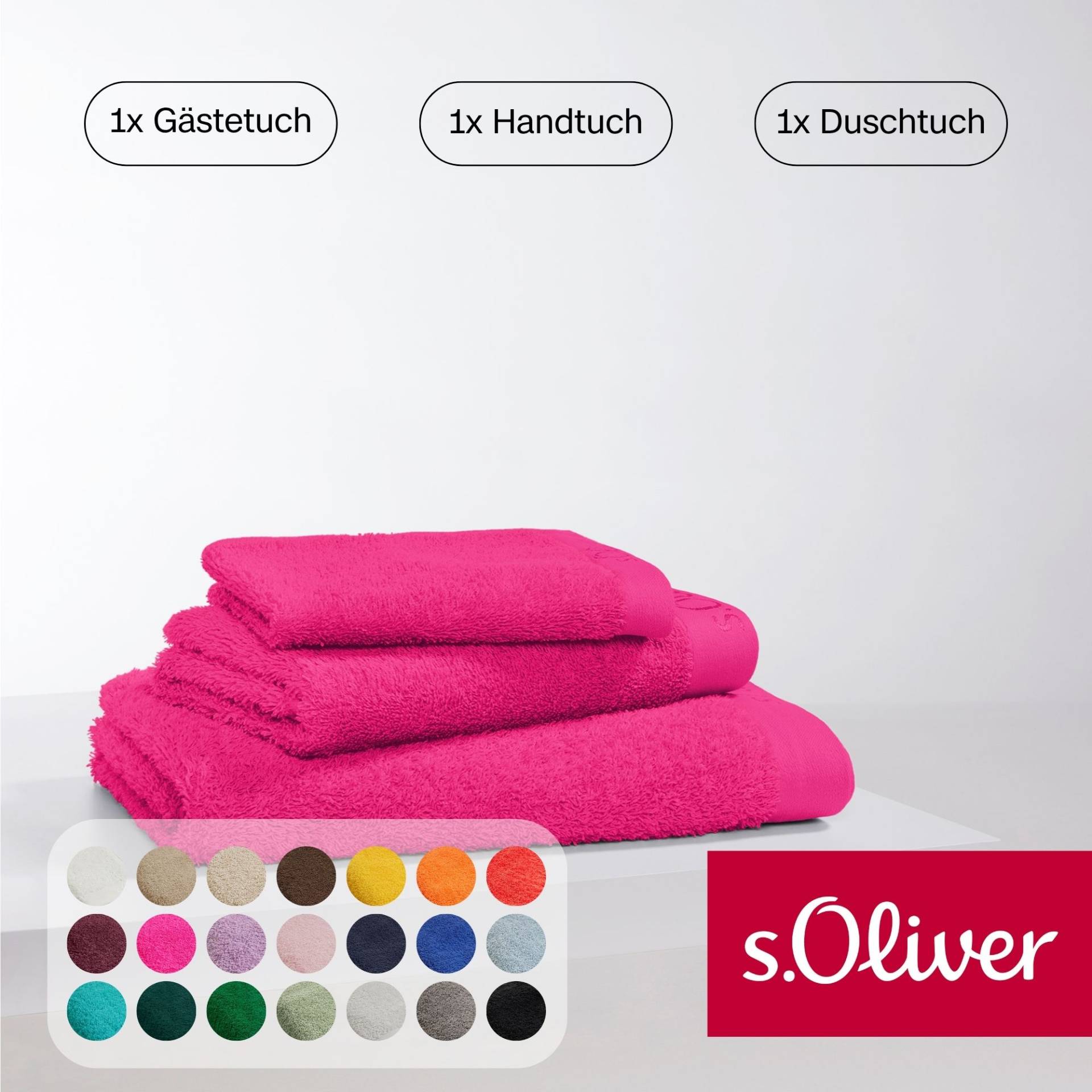 s.Oliver Handtuch Set "s.Oliver, Premium Qualität, 600 gr/m²," Set 3 Stk. Walkfrottier 1 Gästetuch 30x50 cm, 1 Handtuch 50x100 cm, 1 Duschtuch 70x140 cm von s.Oliver