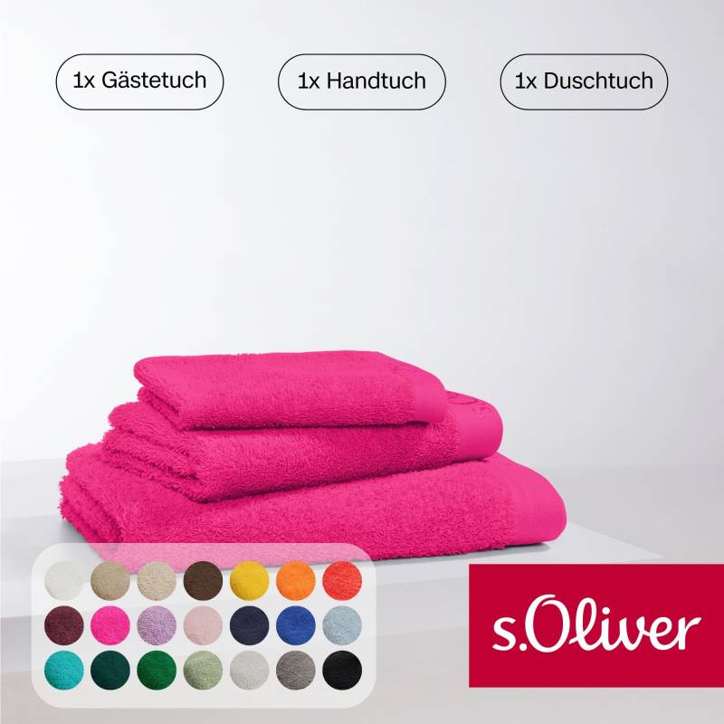 s.Oliver Handtuch Set "s.Oliver, Premium Qualität, 600 gr/m²," Set 3 Stk. Walkfrottier 1 Gästetuch 30x50 cm, 1 Handtuch 50x100 cm, 1 Duschtuch 70x140 cm von s.Oliver