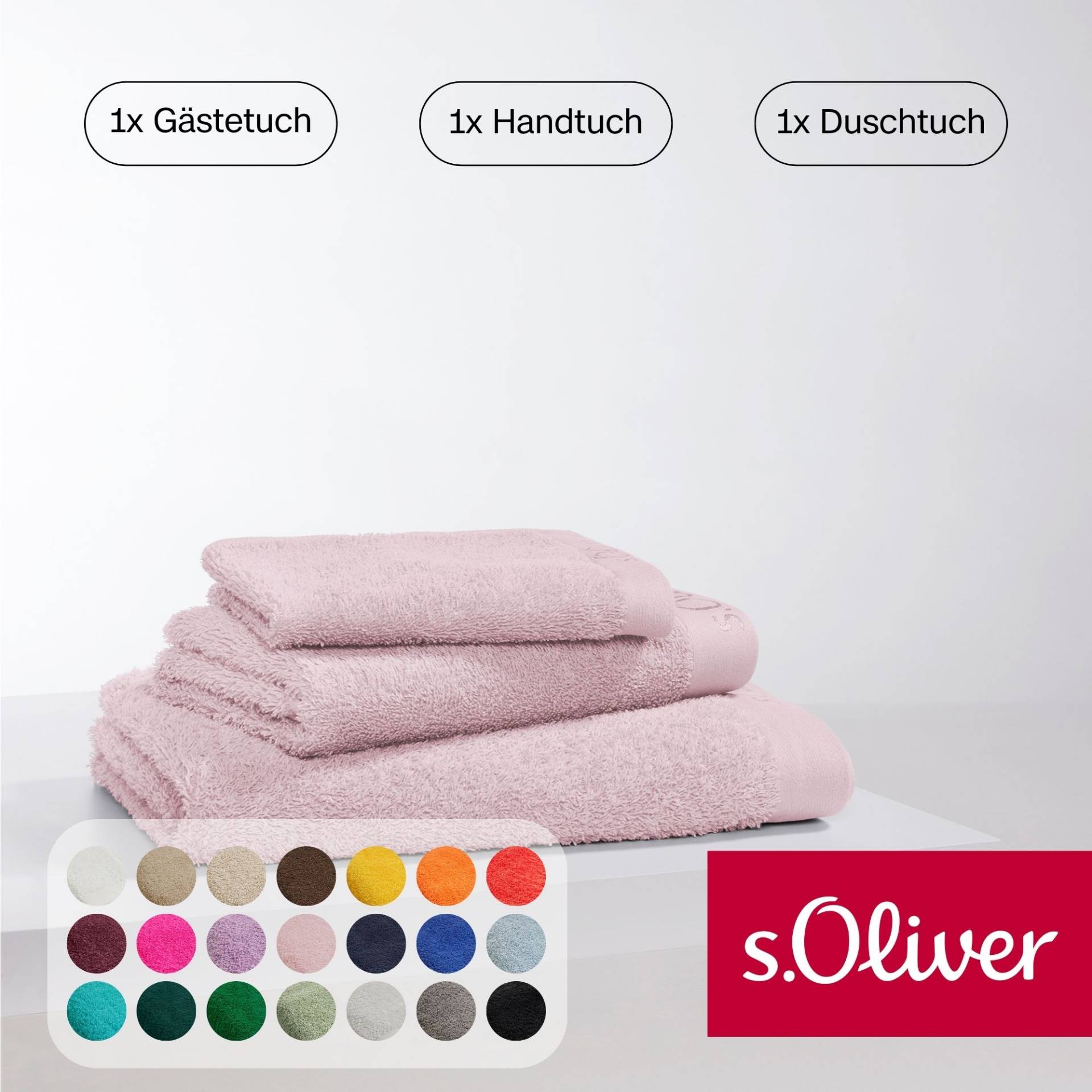 s.Oliver Handtuch Set "s.Oliver, Premium Qualität, 600 gr/m²," Set 3 Stk. Walkfrottier 1 Gästetuch 30x50 cm, 1 Handtuch 50x100 cm, 1 Duschtuch 70x140 cm von s.Oliver