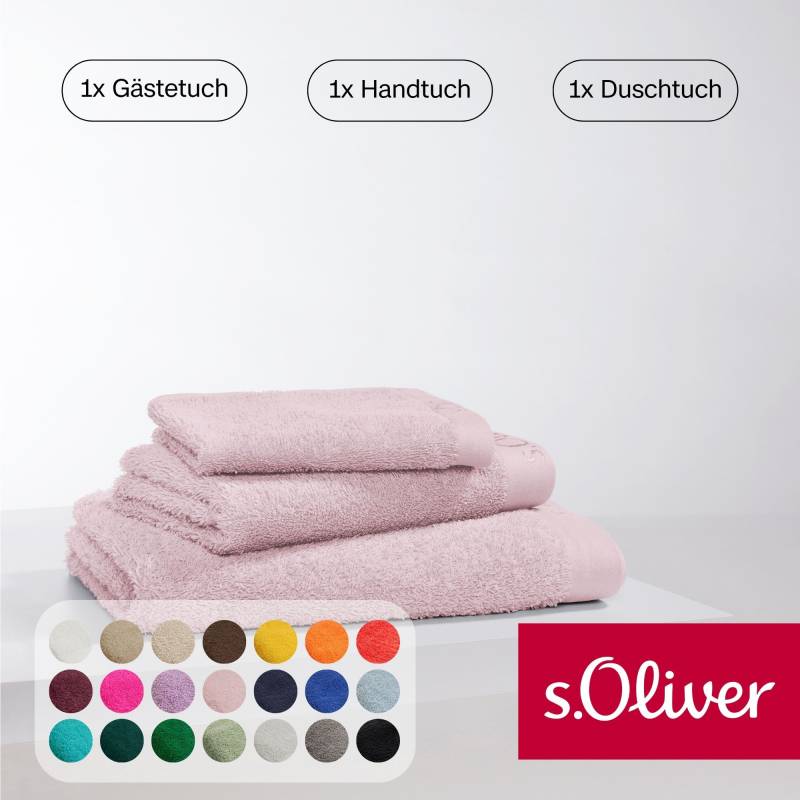 s.Oliver Handtuch Set "s.Oliver, Premium Qualität, 600 gr/m²," Set 3 Stk. Walkfrottier 1 Gästetuch 30x50 cm, 1 Handtuch 50x100 cm, 1 Duschtuch 70x140 cm von s.Oliver