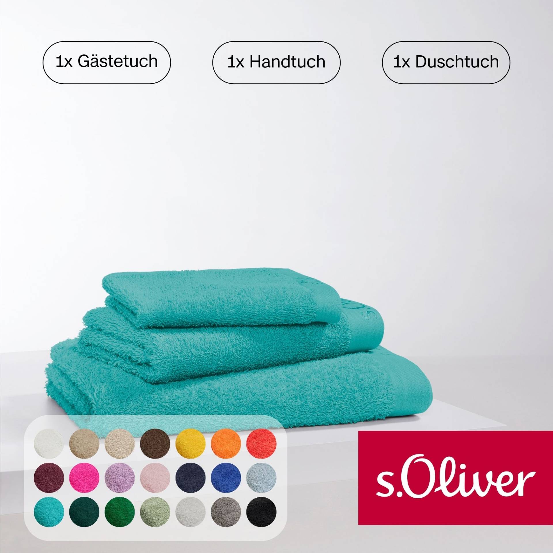 s.Oliver Handtuch Set "s.Oliver, Premium Qualität, 600 gr/m²," Set 3 Stk. Walkfrottier 1 Gästetuch 30x50 cm, 1 Handtuch 50x100 cm, 1 Duschtuch 70x140 cm von s.Oliver