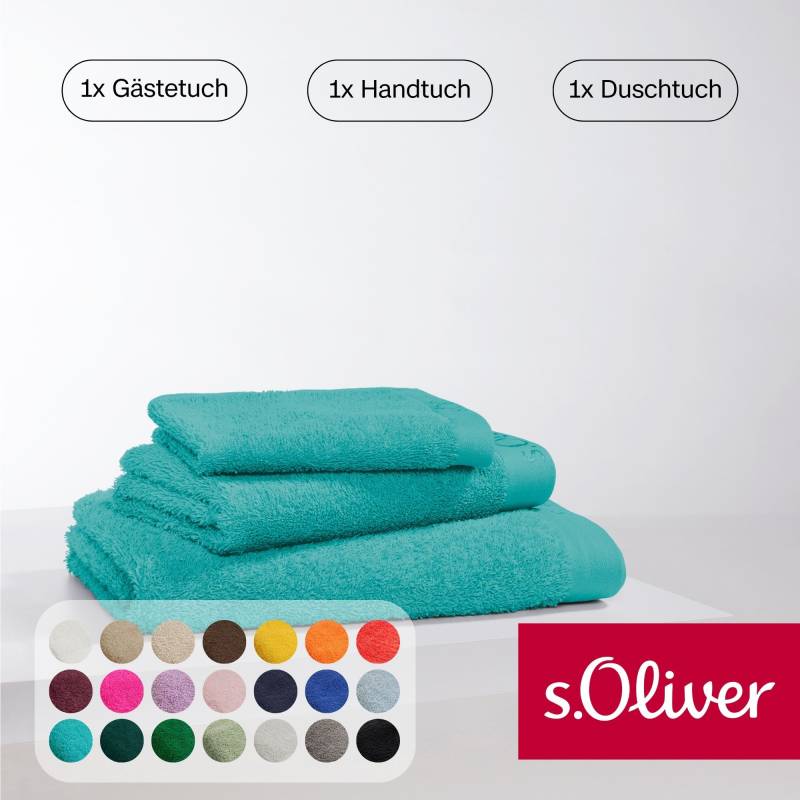 s.Oliver Handtuch Set "s.Oliver, Premium Qualität, 600 gr/m²," Set 3 Stk. Walkfrottier 1 Gästetuch 30x50 cm, 1 Handtuch 50x100 cm, 1 Duschtuch 70x140 cm von s.Oliver