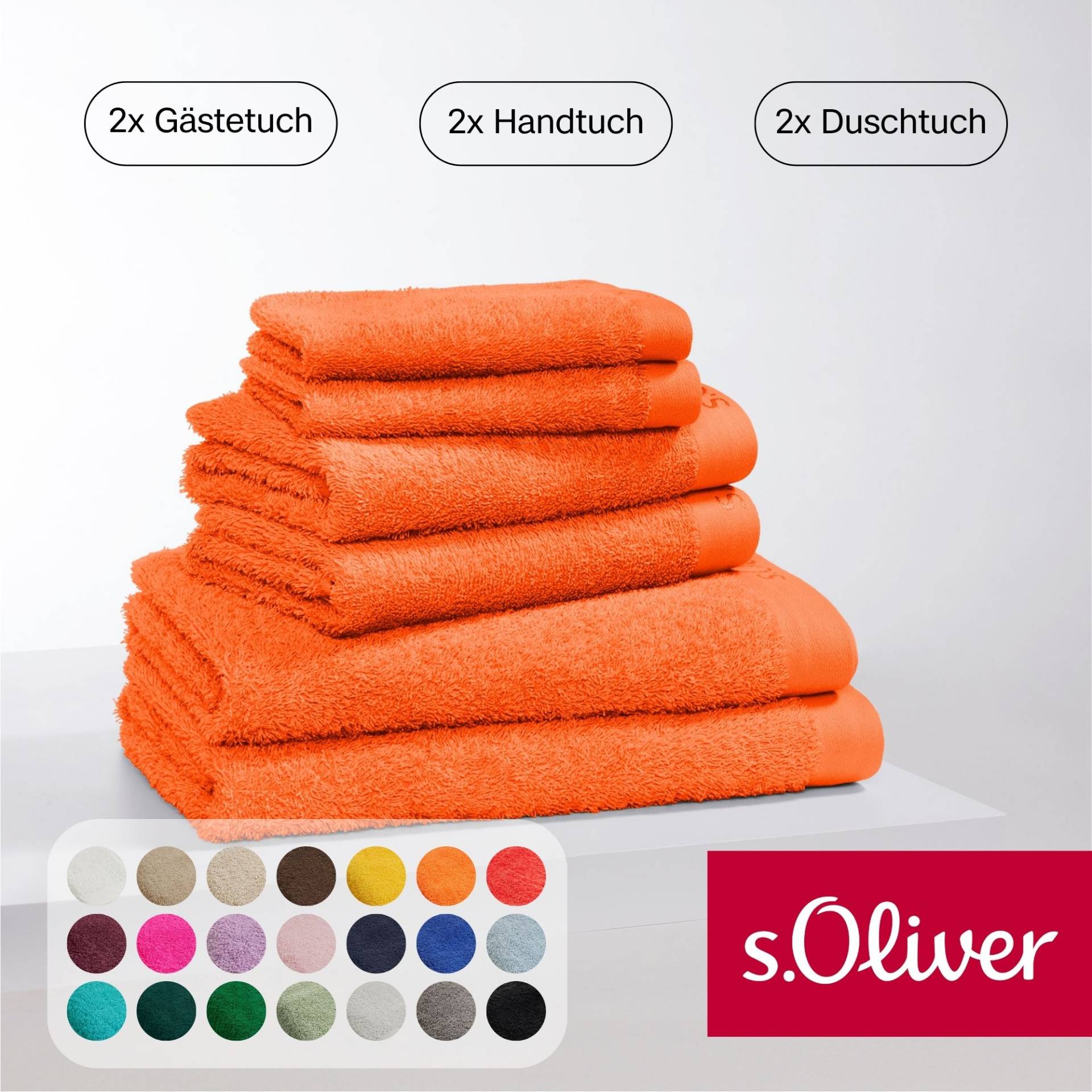s.Oliver Handtuch Set "s.Oliver, Premium Qualität, 600 gr/m²" Set 6 Stk. Walkfrottier 2 Gästetücher 30x50, 2 Handtücher 50x100, 2 Duschtücher 70x140 von s.Oliver