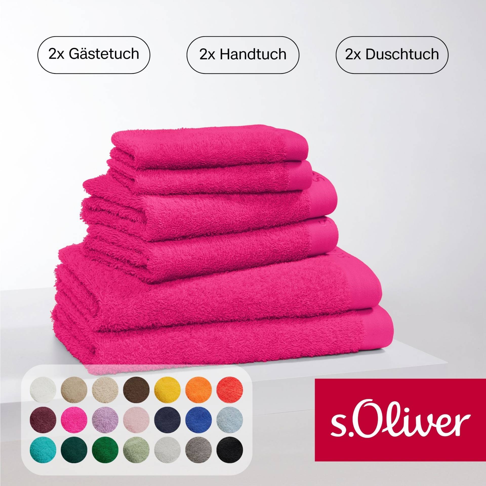 s.Oliver Handtuch Set "s.Oliver, Premium Qualität, 600 gr/m²" Set 6 Stk. Walkfrottier 2 Gästetücher 30x50, 2 Handtücher 50x100, 2 Duschtücher 70x140 von s.Oliver