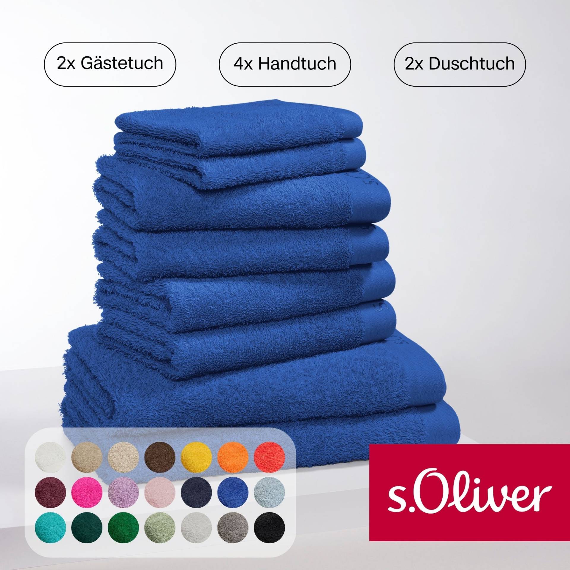 s.Oliver Handtuch Set "s.Oliver, Premium Qualität, 600 gr/m²" Set 8 Stk. Walkfrottier 2 Gästetücher 30x50, 4 Handtücher 50x100, 2 Duschtücher 70x140 von s.Oliver