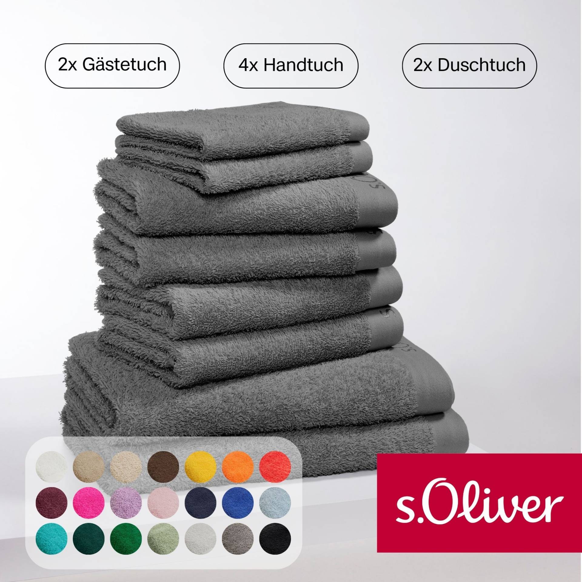 s.Oliver Handtuch Set "s.Oliver, Premium Qualität, 600 gr/m²" Set 8 Stk. Walkfrottier 2 Gästetücher 30x50, 4 Handtücher 50x100, 2 Duschtücher 70x140 von s.Oliver