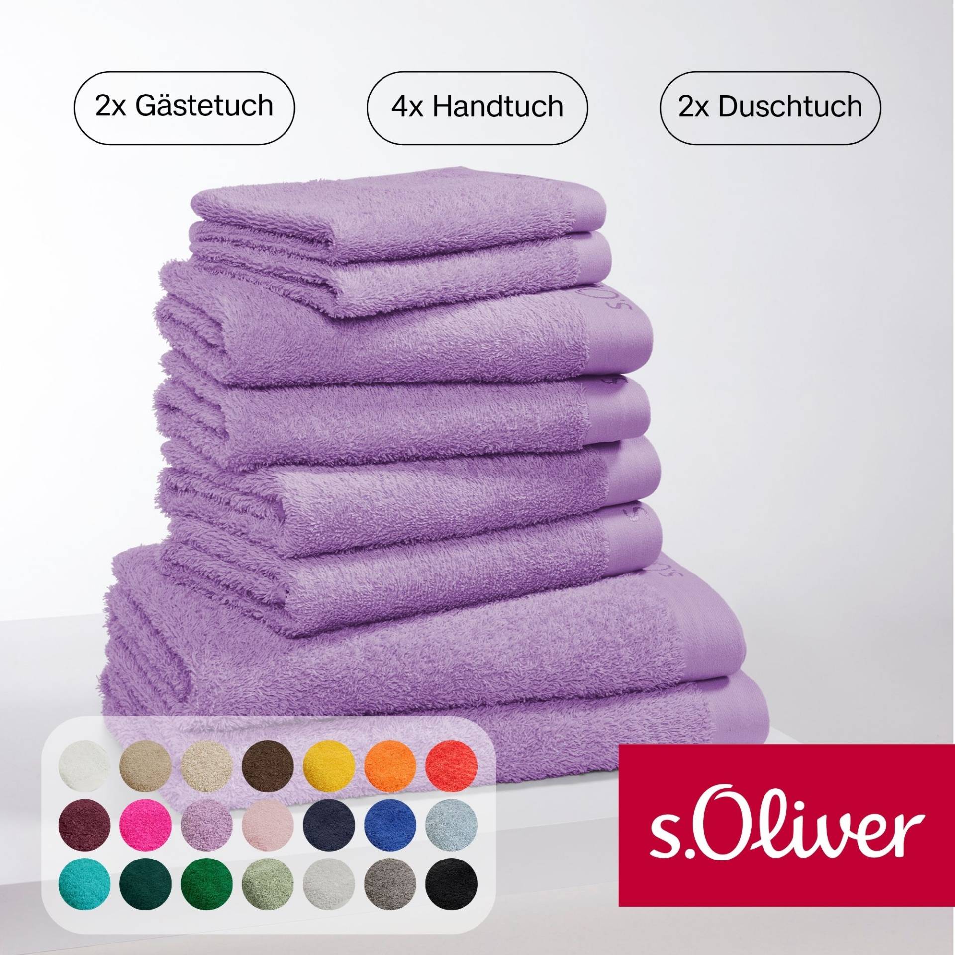 s.Oliver Handtuch Set "s.Oliver, Premium Qualität, 600 gr/m²" Set 8 Stk. Walkfrottier 2 Gästetücher 30x50, 4 Handtücher 50x100, 2 Duschtücher 70x140 von s.Oliver