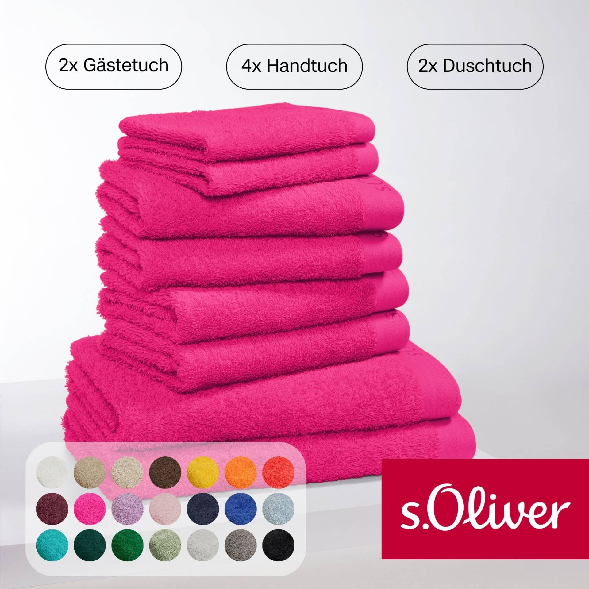 s.Oliver Handtuch Set "s.Oliver, Premium Qualität, 600 gr/m²" Set 8 Stk. Walkfrottier 2 Gästetücher 30x50, 4 Handtücher 50x100, 2 Duschtücher 70x140 von s.Oliver
