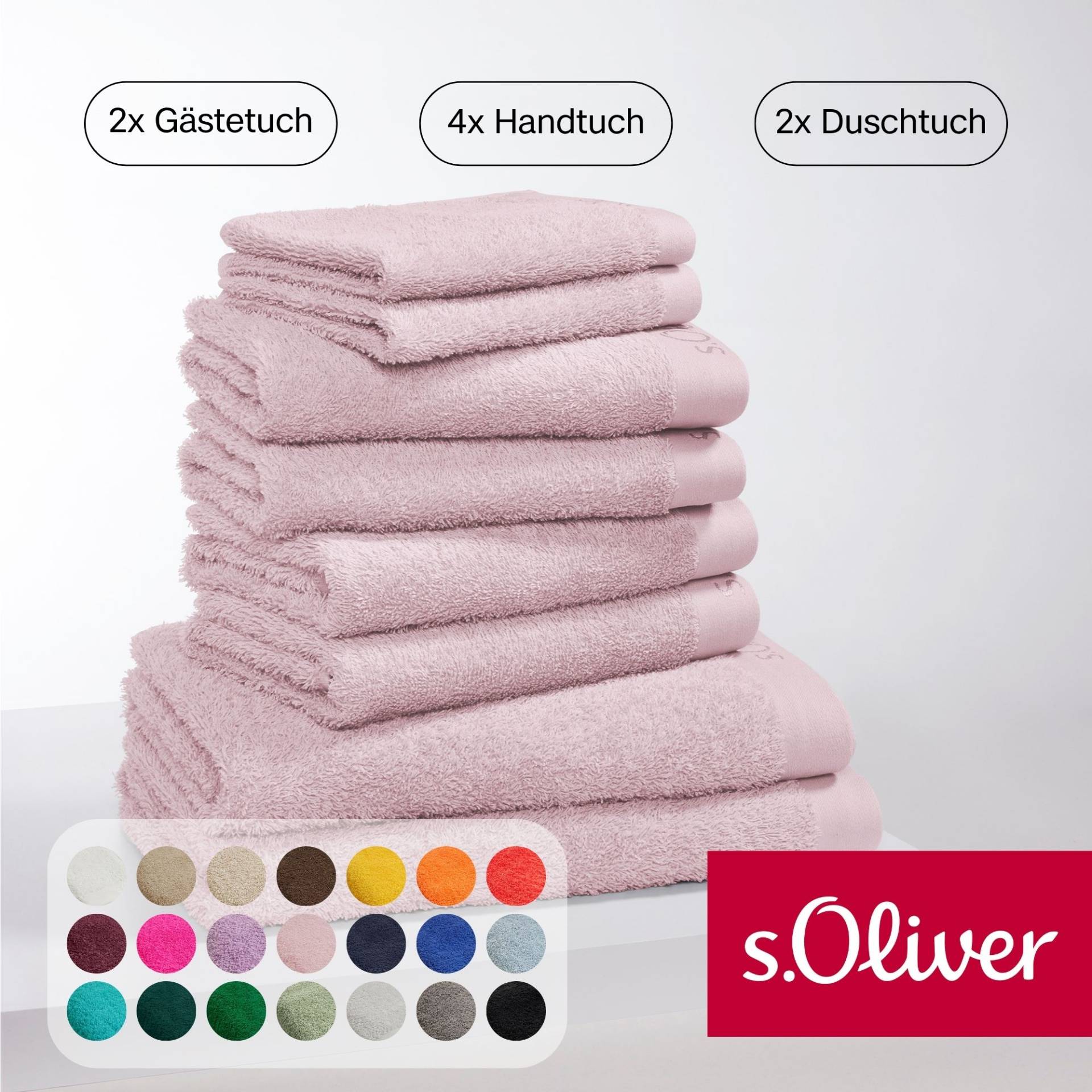 s.Oliver Handtuch Set "s.Oliver, Premium Qualität, 600 gr/m²" Set 8 Stk. Walkfrottier 2 Gästetücher 30x50, 4 Handtücher 50x100, 2 Duschtücher 70x140 von s.Oliver