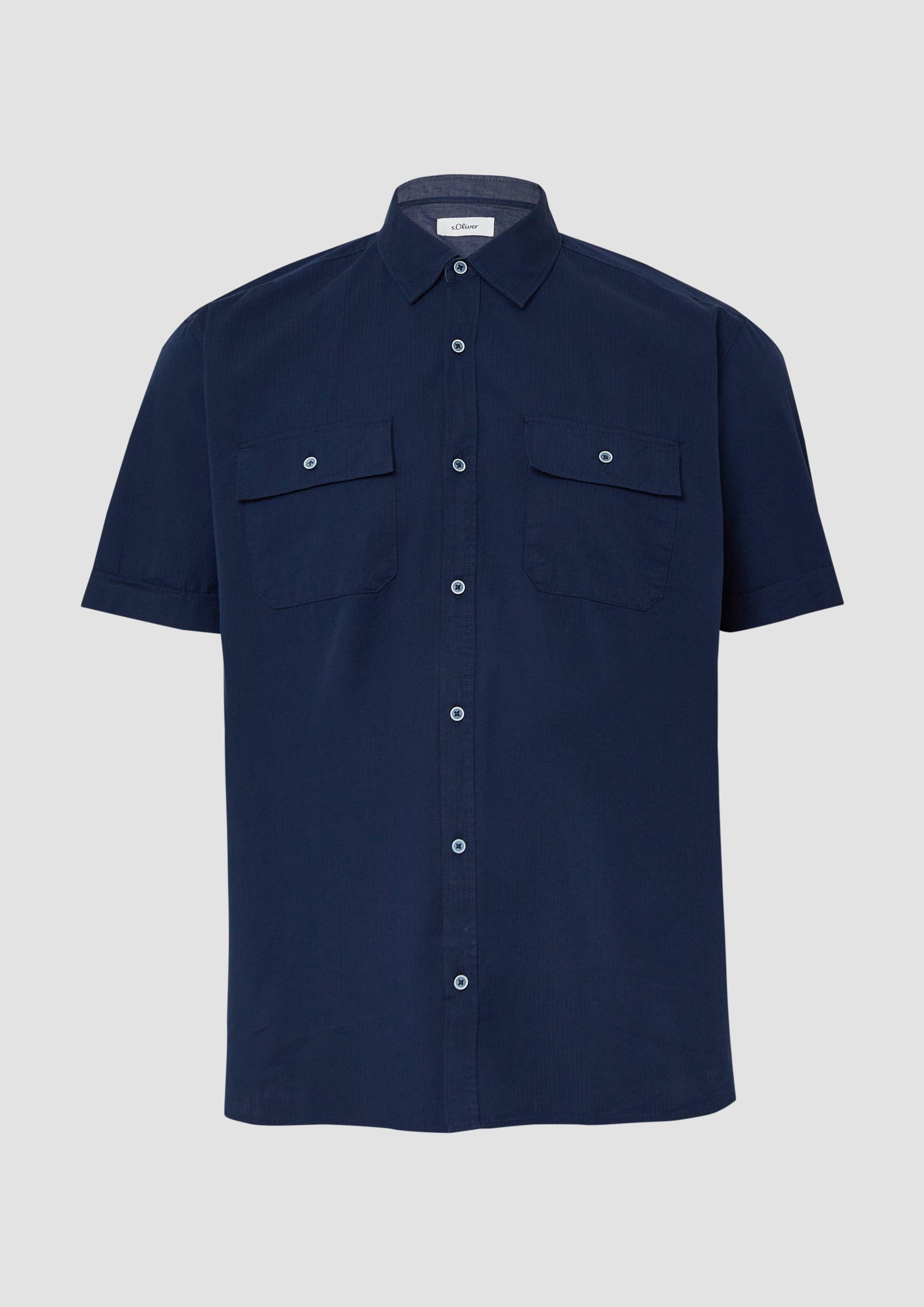 s.Oliver - Regular Fit: Kurzarmhemd mit Strukturstreifen und Kentkragen, Herren, blau s.Oliver - Regular Fit: Kurzarmhemd mit Strukturstreifen und Kentkragen, Herren, blau von s.Oliver