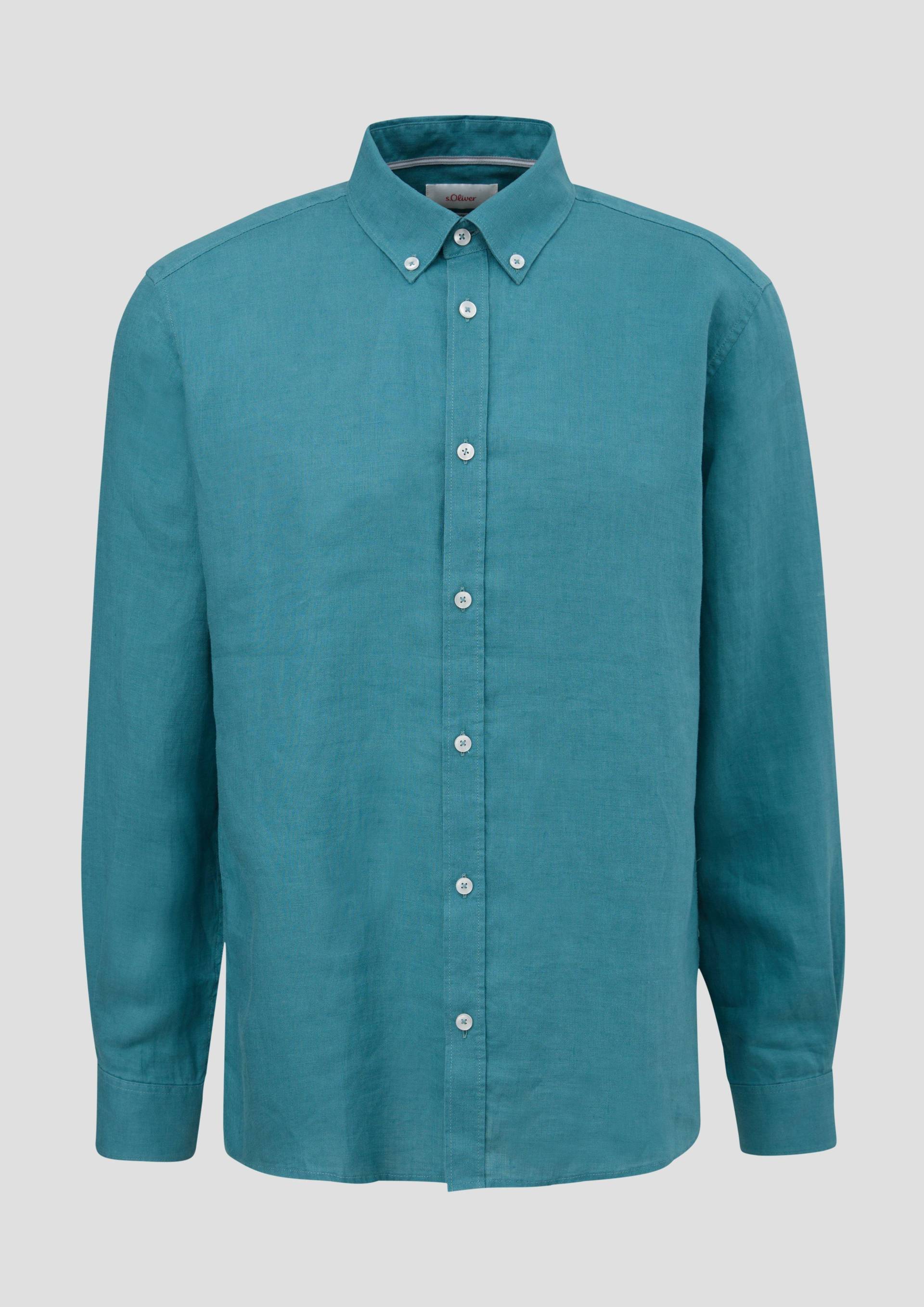 s.Oliver - Leinenhemd mit Button-Down-Kragen, Herren, Blau von s.Oliver