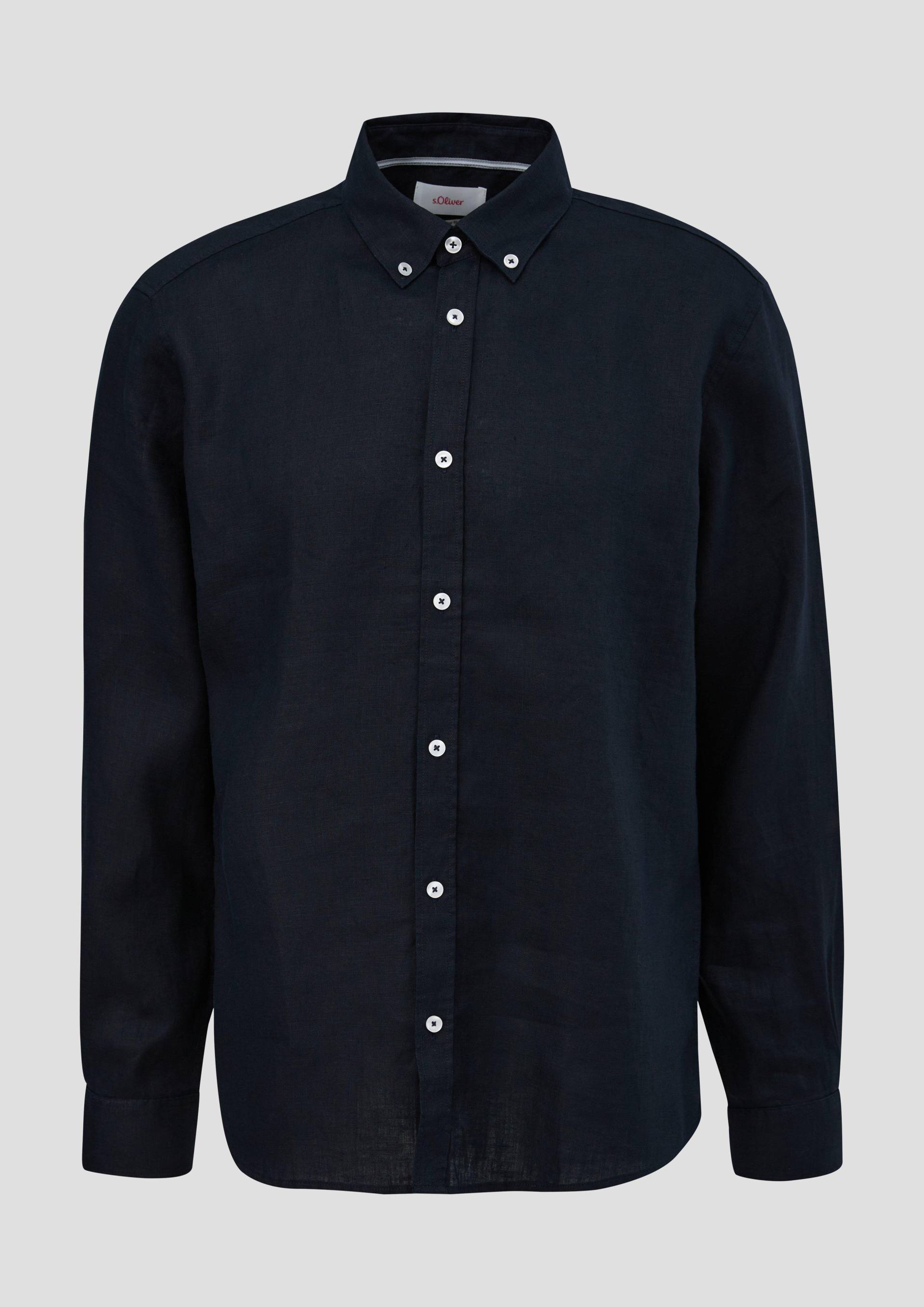 s.Oliver - Leinenhemd mit Button-Down-Kragen, Herren, blau von s.Oliver