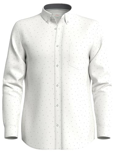 s.Oliver Herren 2137948 Hemd mit Minimal AOP, Slim Fit, 01A1 weiß, XL von s.Oliver