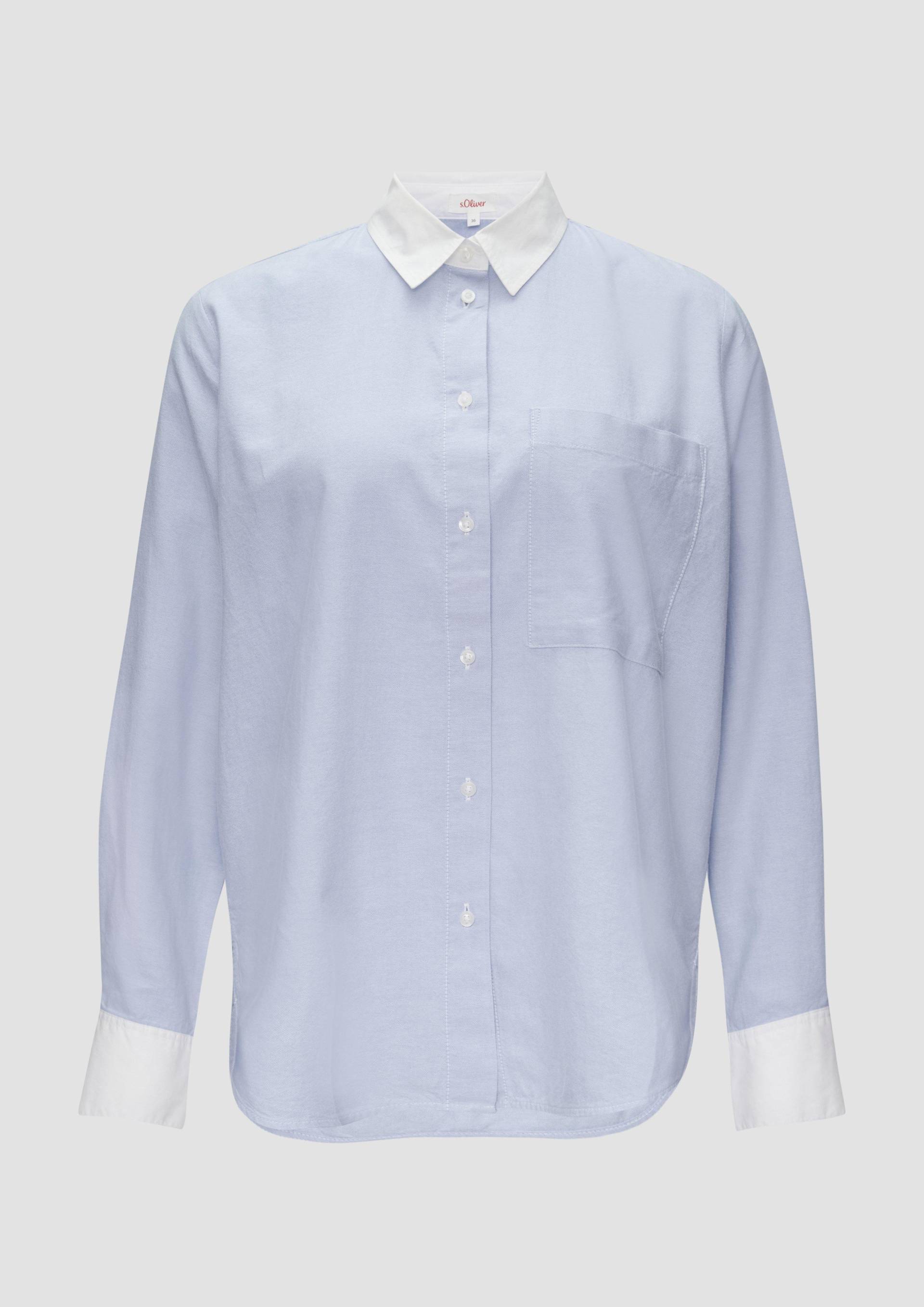 s.Oliver - Hemdbluse aus Baumwolle mit Kontrast-Details, Damen, blau von s.Oliver