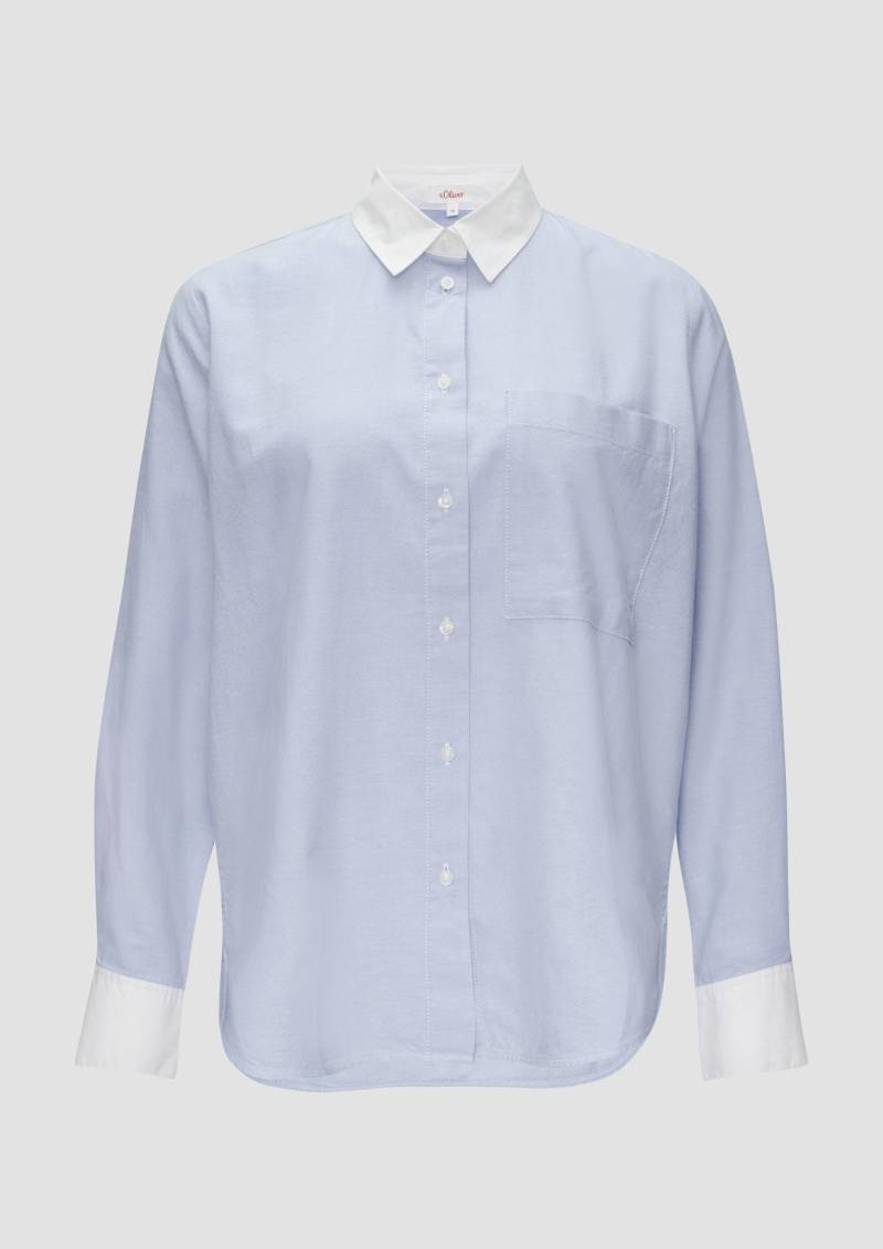 s.Oliver - Hemdbluse aus Baumwolle mit Kontrast-Details, Damen, blau von s.Oliver