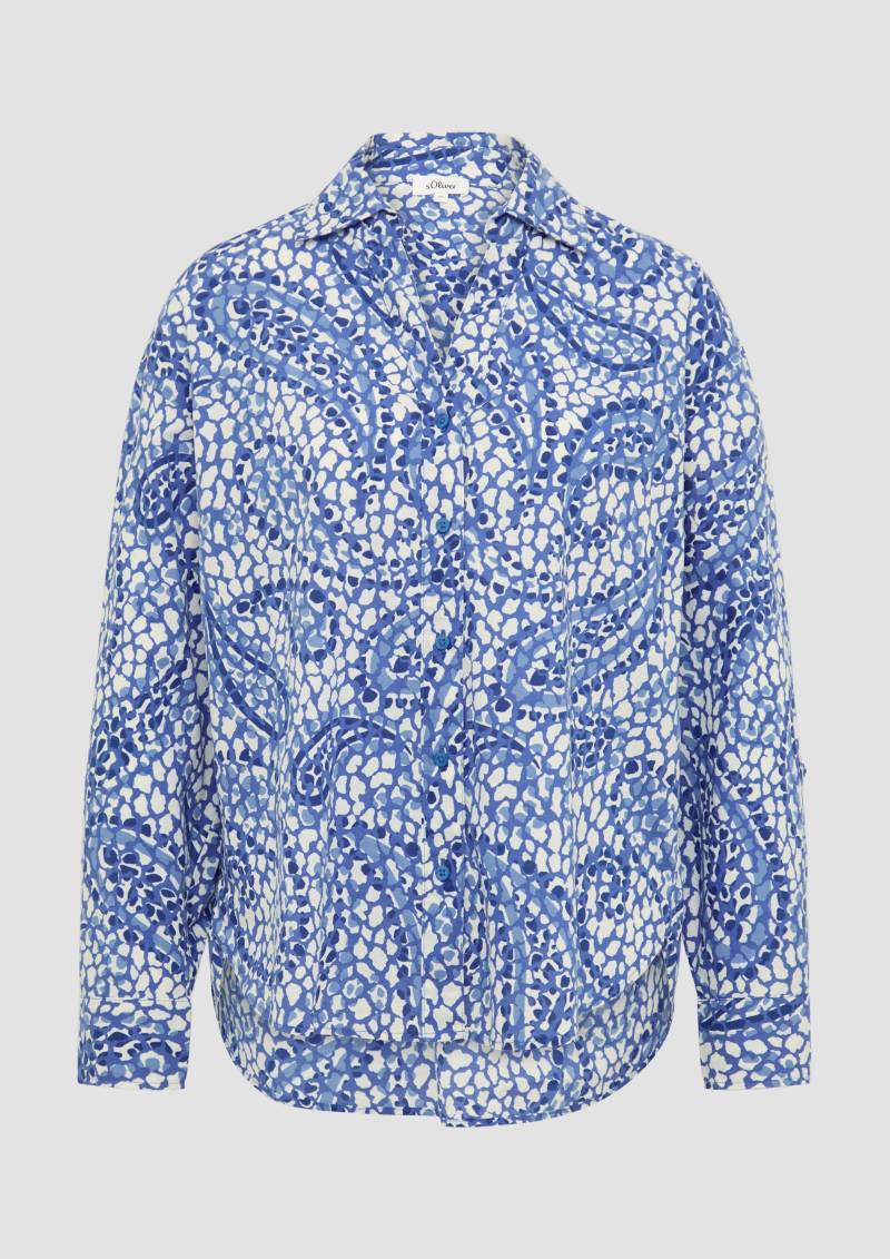 s.Oliver - Leichte Hemdbluse im Relaxed Fit mit Turn-up, Damen, blau|mehrfarbig von s.Oliver