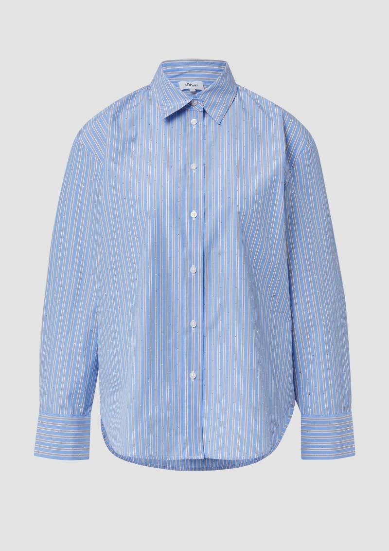 s.Oliver - Hemdbluse im Relaxed Fit mit Streifen und Schmucksteinen, Damen, blau|mehrfarbig von s.Oliver