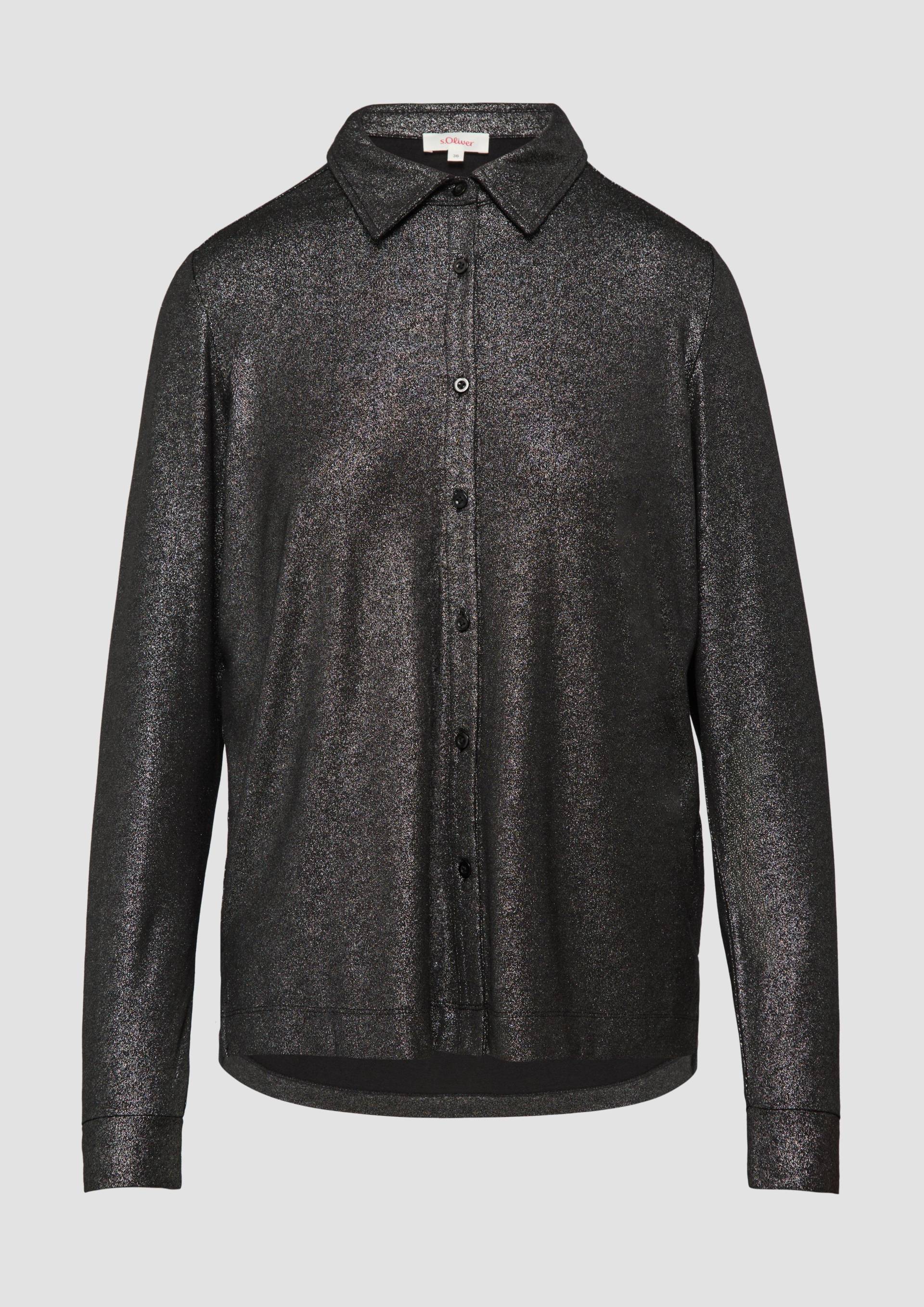 s.Oliver - Hemdbluse mit Knopfleiste und Metallic-Effekt, Damen, schwarz s.Oliver - Hemdbluse mit Knopfleiste und Metallic-Effekt, Damen, schwarz von s.Oliver