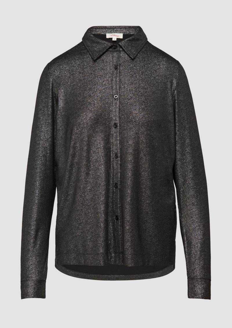 s.Oliver - Hemdbluse mit Knopfleiste und Metallic-Effekt, Damen, schwarz von s.Oliver