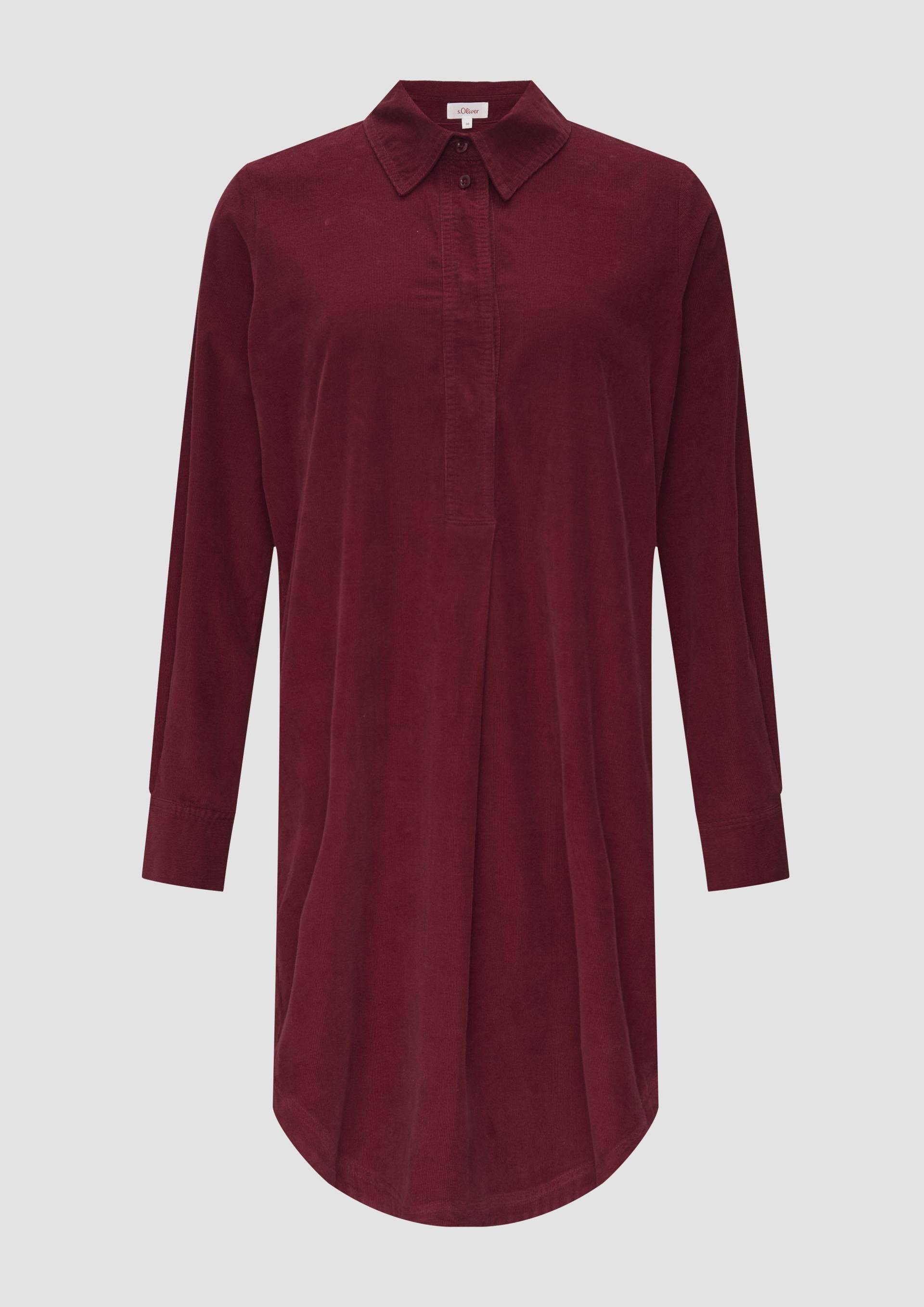 s.Oliver - Hemdblusenkleid aus Feincord mit seitlichen Eingrifftaschen, Damen, rot von s.Oliver