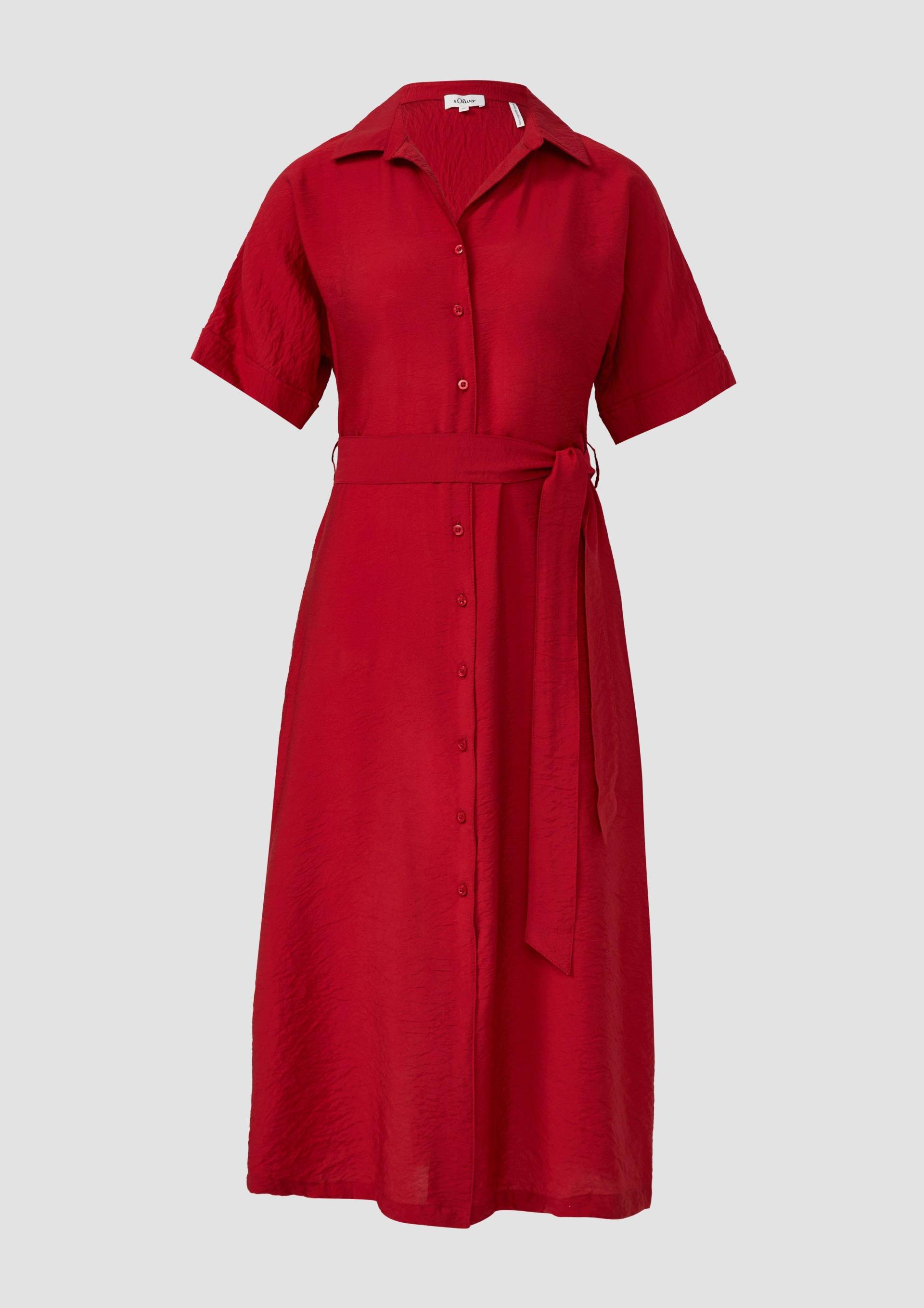 s.Oliver - Hemdblusenkleid aus Viskosemix mit Eingrifftaschen, Damen, rot von s.Oliver