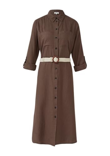 s.Oliver Hemdblusenkleid im Relaxed Fit mit geflochtenem Gürtel Mokka 48 von s.Oliver