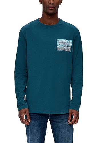 s.Oliver Herren 2135693 T-Shirt langarm, Blue Green, M von s.Oliver