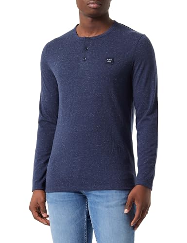 s.Oliver Herren 2138648 Henley Shirt Langarm, meliert, Blue, L von s.Oliver