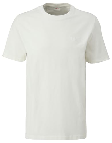 s.Oliver Herren 2151423 T-Shirt mit Label Print, weiß, S von s.Oliver