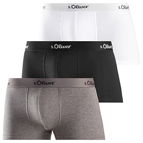 s.Oliver Herren Jh-34b_ls_1 Boxershorts, grau + schwarz+ weiß, XL (3er Pack) von s.Oliver