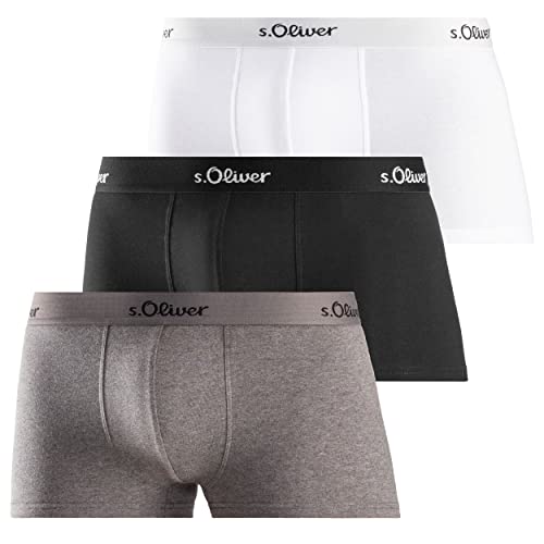 s.Oliver Herren 3X Boxer Basic_1 Boxershorts, Grey + Black + White, M (3er Pack) von s.Oliver