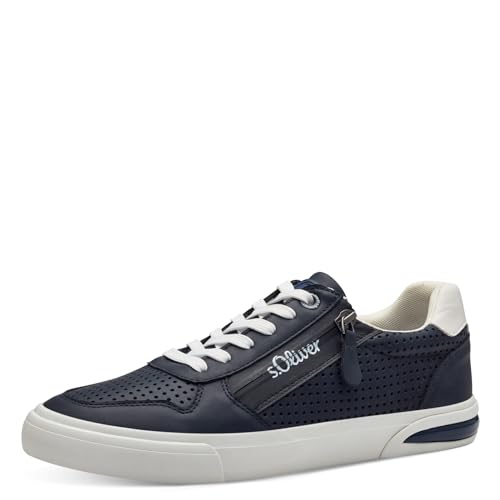 s.Oliver Herren Sneaker flach zum Schnüren mit Reißverschluss, Blau (Navy), 40 von s.Oliver