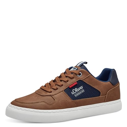 s.Oliver Herren Sneaker flach mit Jeans-Details Bequem, Braun (Cognac), 43 von s.Oliver