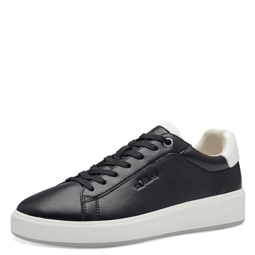 s.Oliver Herren Sneaker flach mit dicker Sohle Vegan, Schwarz (Black), 42 von s.Oliver