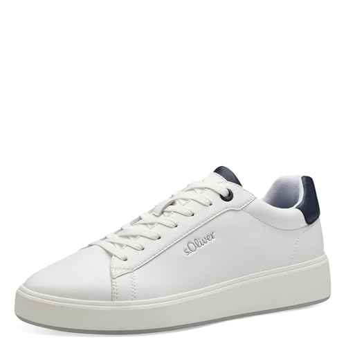 s.Oliver Herren Sneaker flach mit dicker Sohle Vegan, Weiß (White), 41 von s.Oliver