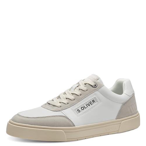 s.Oliver Herren Sneaker flach zum Schnüren Freizeit, Weiß (White/Grey), 41 von s.Oliver