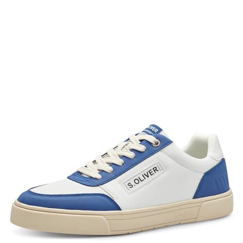 s.Oliver Herren Sneaker flach zum Schnüren Freizeit, Mehrfarbig (White/Ocean), 40 von s.Oliver