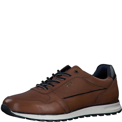 s.Oliver Herren Sneaker flach aus Leder Bequem, Braun (Cognac), 41 von s.Oliver