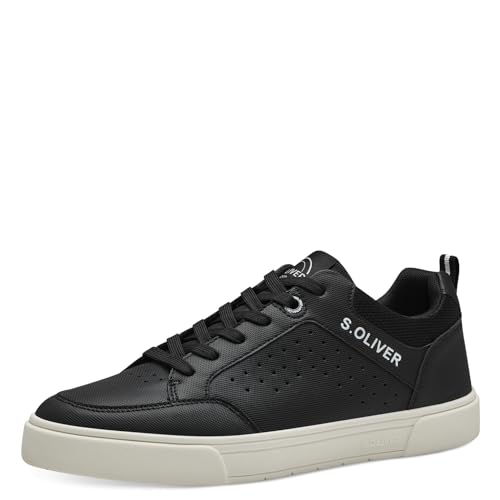 s.Oliver Herren Sneaker flach zum Schnüren Bequem, Schwarz (Black Structur), 41 von s.Oliver