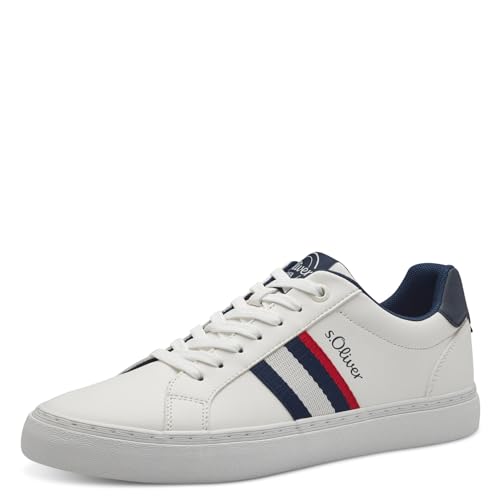 s.Oliver Herren Sneaker flach zum Schnüren Freizeit, Weiß (White), 41 von s.Oliver